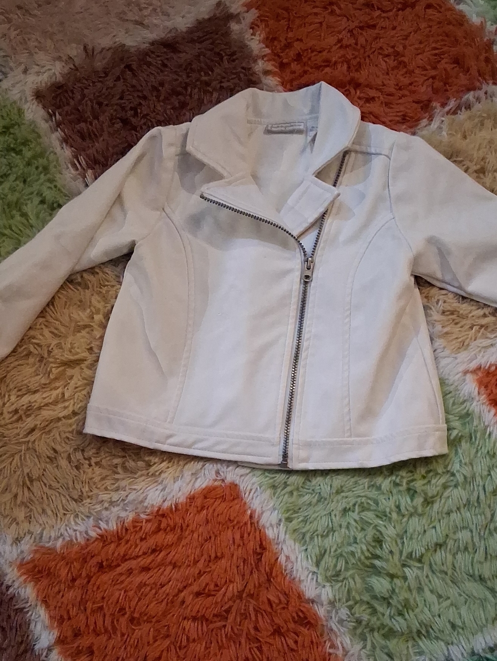 First Impressions Cream Asymmetric Zip Girls' Moto Jacket